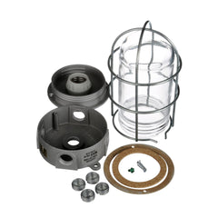 Globe Light Fixture – Complete Assembly | Vapor Proof Fixture with Glass Globe & Wire Guard | Commercial Cooler & Freezer Lighting