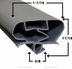 Hoshizaki commercial refrigeration door gasket with 1-1/16 inch by 1-1/16 inch profile
